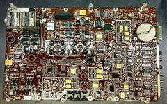 Electronic board of flight electronics during assembly. Main and power board are stacked together to fit in the main electronic box.